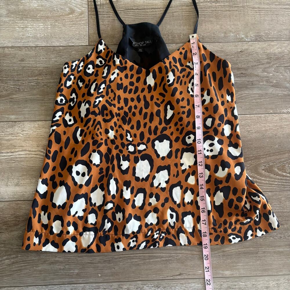 TOPSHOP Tall Cheetah Camisole‎ Top Women's Size 8 Spaghetti Strap Y2K Baddie - Picture 5 of 8